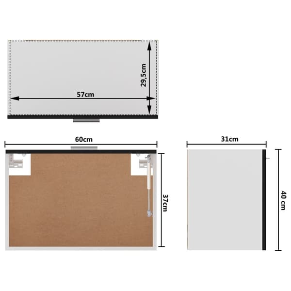 vidaXL Hengende skap "Lyon" svart 60x31x40 cm konstruert tre