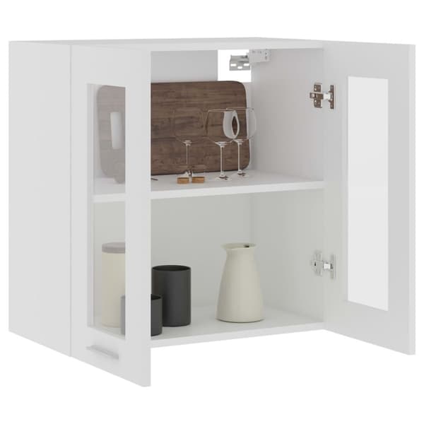 vidaXL Hengende skap glass "Lyon" hvit 60x31x60 cm konstruert tre