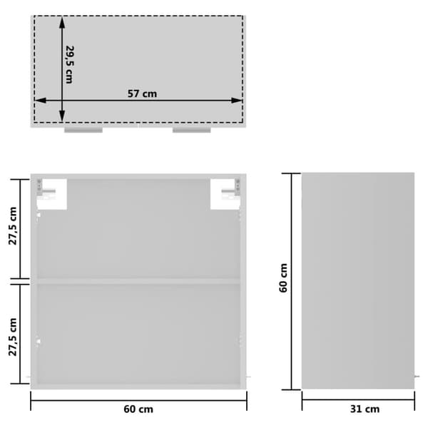 vidaXL Hengende skap glass "Lyon" hvit 60x31x60 cm konstruert tre