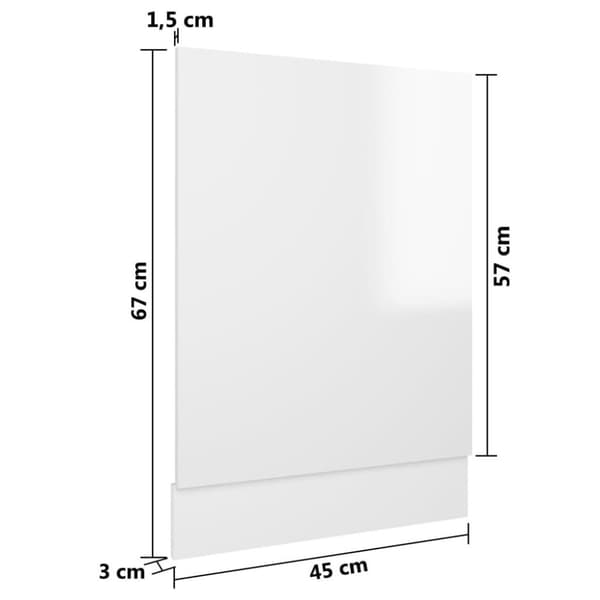 vidaXL Front för diskmaskin vit högglans 45x3x67 cm spånskiva