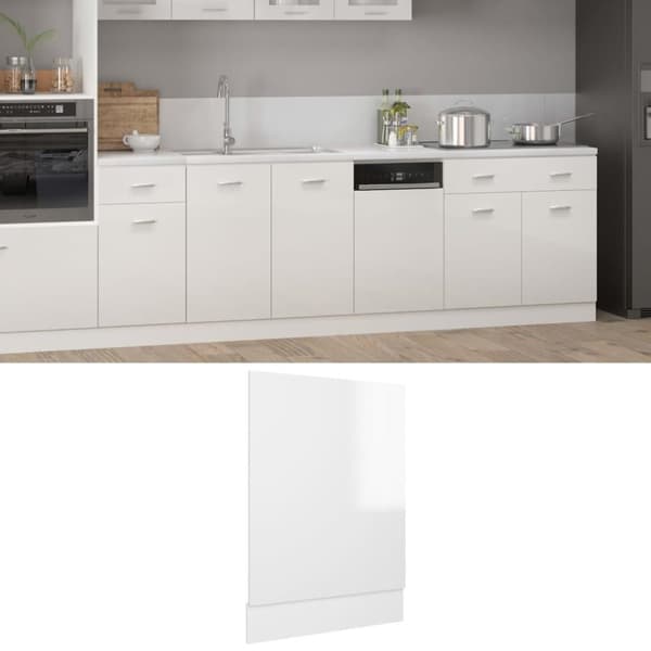 vidaXL Front för diskmaskin vit högglans 45x3x67 cm spånskiva