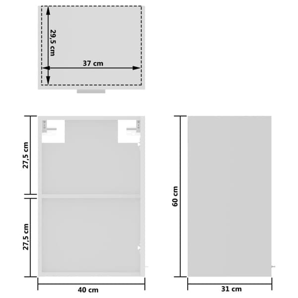 vidaXL Hengende skap glass "Lyon" hvit 40x31x60 cm konstruert tre