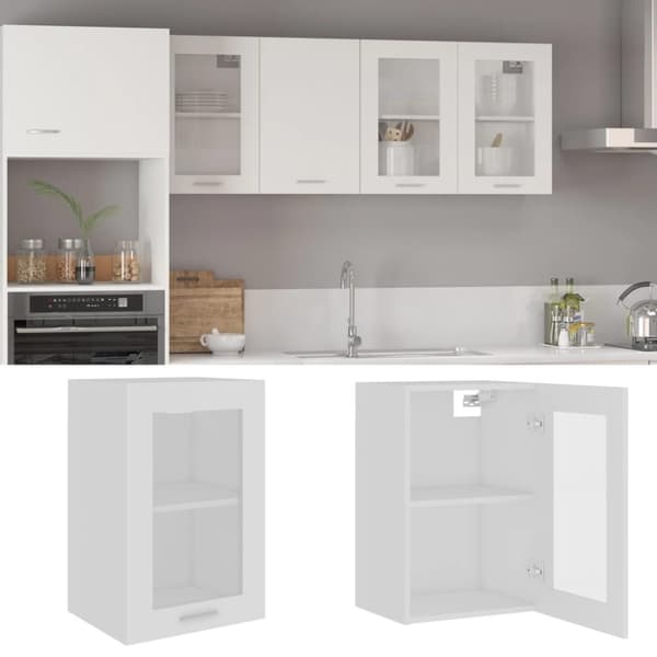 vidaXL Hengende skap glass "Lyon" hvit 40x31x60 cm konstruert tre