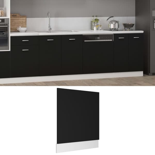 vidaXL Front för diskmaskin svart 59,5x3x67 cm spånskiva