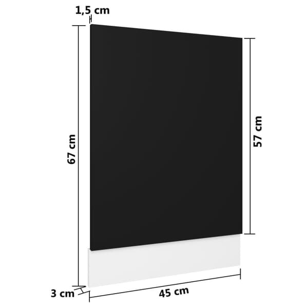 vidaXL Oppvaskmaskinspanel svart 45x3x67 cm sponplate