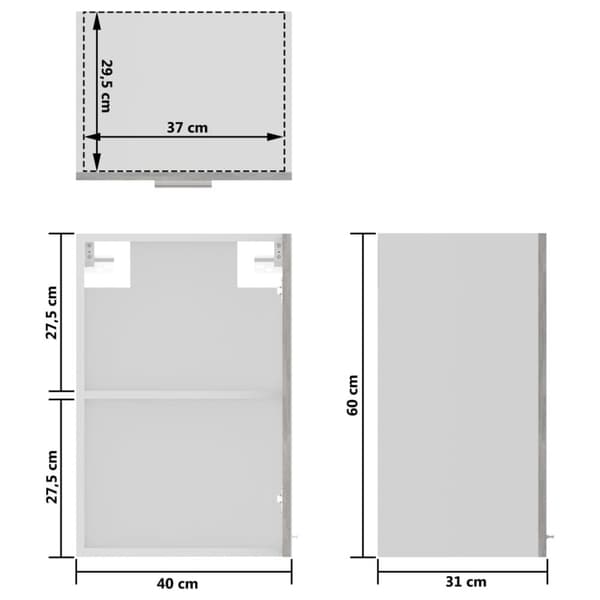 vidaXL væghængt glasskab 40x31x60 cm konstrueret træ betongrå