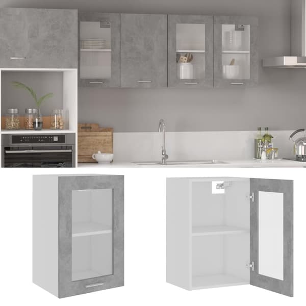 vidaXL væghængt glasskab 40x31x60 cm konstrueret træ betongrå