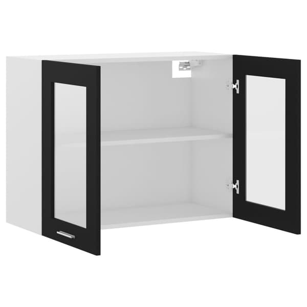 vidaXL væghængt glasskab 80x31x60 cm konstrueret træ sort