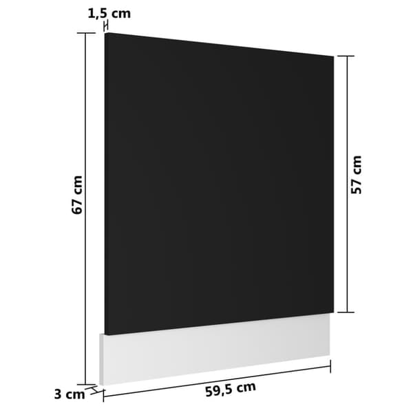 vidaXL Astianpesukoneen paneeli musta 59,5x3x67 cm lastulevy