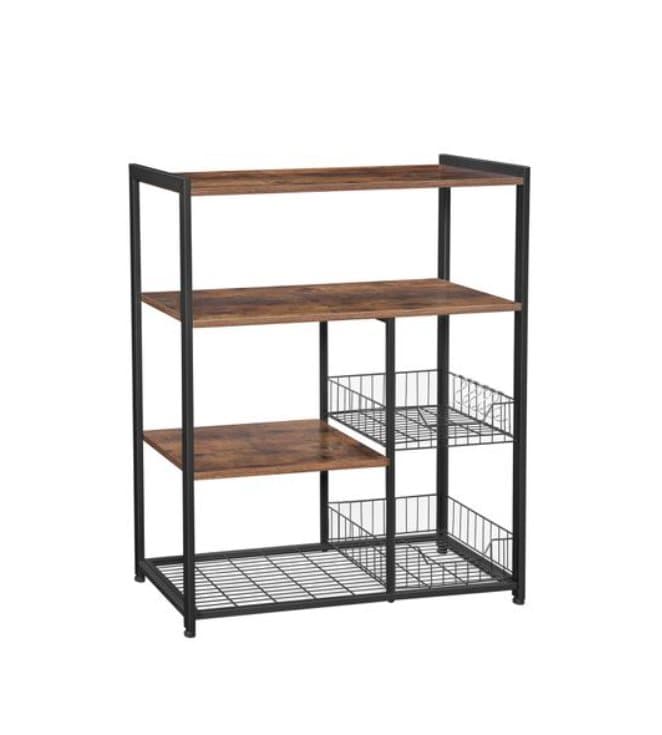 Segenn's Kitchen Cabinet Industrial - Köksvagn - Köksskåp - Köksskåp Organizer - Krokar och hyllor - Mikrovågsugn - Vintage - 80 x 35 x 95 cm