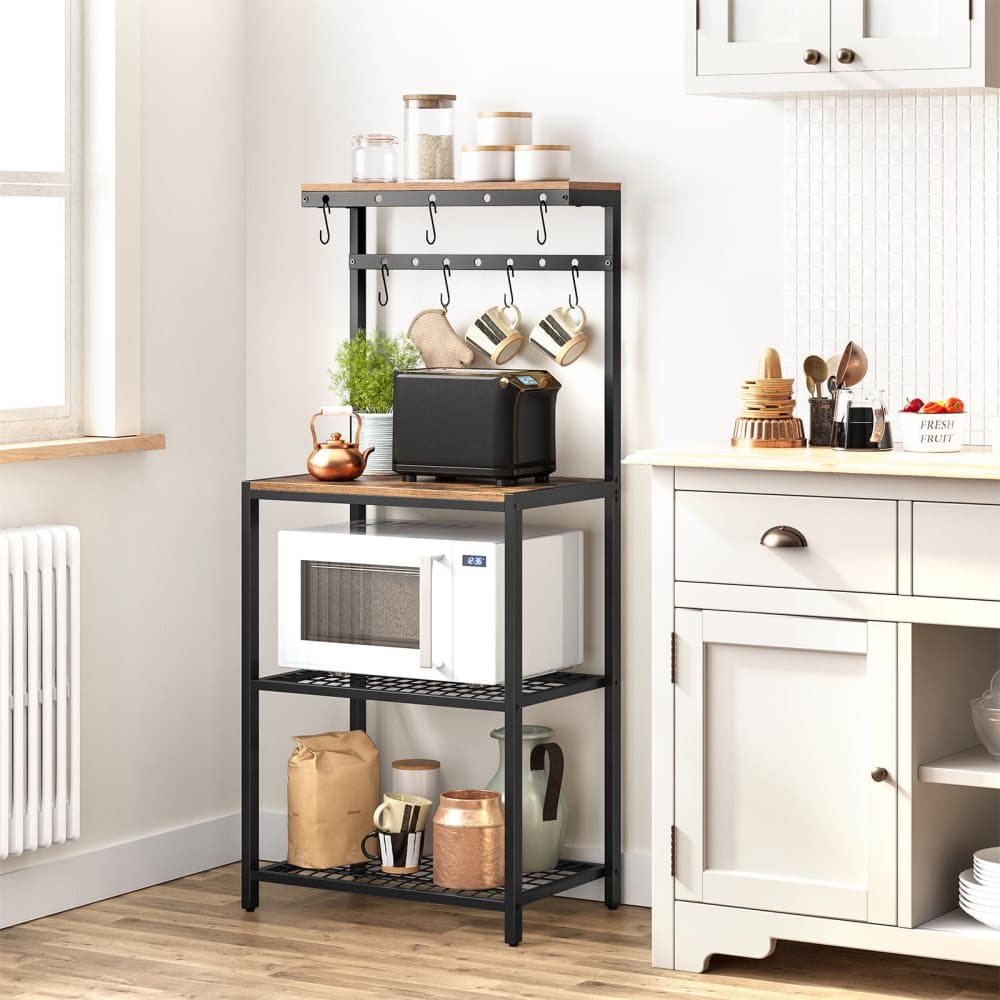 Segenn's Kitchen Enhet - kök rack - köksskåp - stående kuggstång 7 med hakar och hyllor 60 x 40 x 138 cm