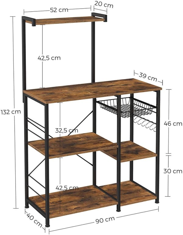 Köksställ, Köksförvaring modul Vintage brun-svart 90 x 40 x 132 cm