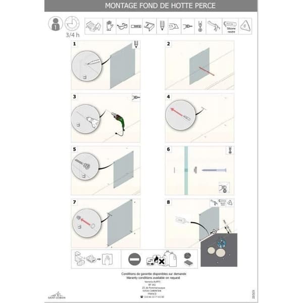 Saint-Gobain svart emaljerad huva i bas 45x90