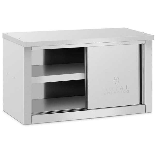 Royal Catering Rostfritt väggskåp med skjutdörr - 900 x 400 x 500 mm - 70 kg lastkapacitet per fack - Royal Catering