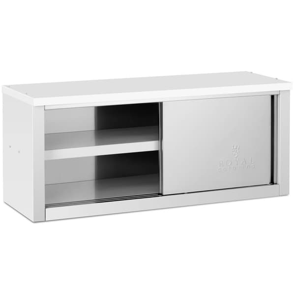 Royal Catering Rostfritt väggskåp med skjutdörr - 1200 x 400 x 500 mm mm - 75 kg lastkapacitet per fack - Royal Catering
