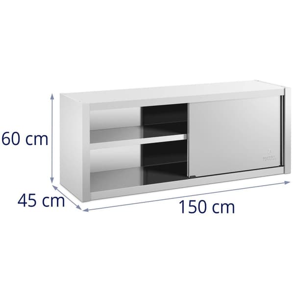 Royal Catering Väggskåp - 150 x 45 cm - Rostfritt stål