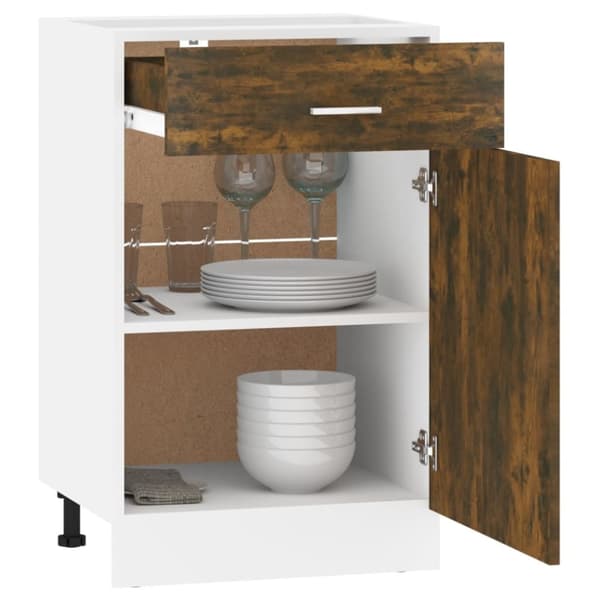 vidaXL Underskap med skuff røkt eik 50x46x81,5 cm konstruert tre