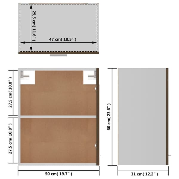 vidaXL vægskab 50x31x60 cm konstrueret træ brun egetræsfarve