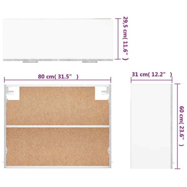 vidaXL Vegghengt skap "Lyon" grå sonoma 80x31x60 cm konstruert tre