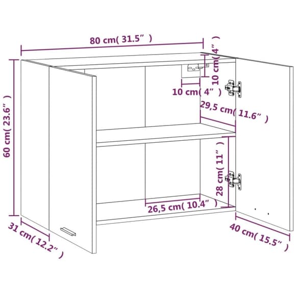 vidaXL vægskab 80x31x60 cm konstrueret træ grå sonoma-eg