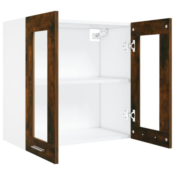 vidaXL væghængt glasskab 60x31x60 cm konstrueret træ røget egetræ