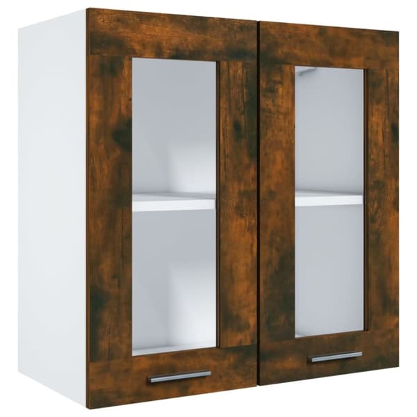 vidaXL væghængt glasskab 60x31x60 cm konstrueret træ røget egetræ