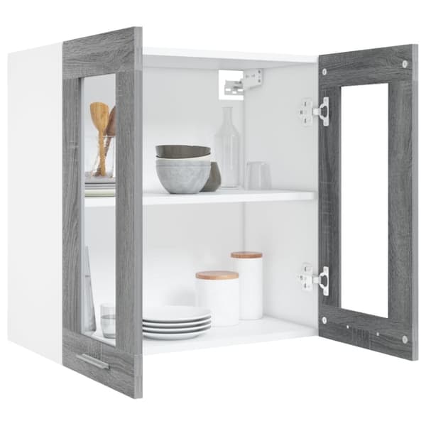 vidaXL væghængt glasskab 60x31x60 cm konstrueret træ grå sonoma-eg