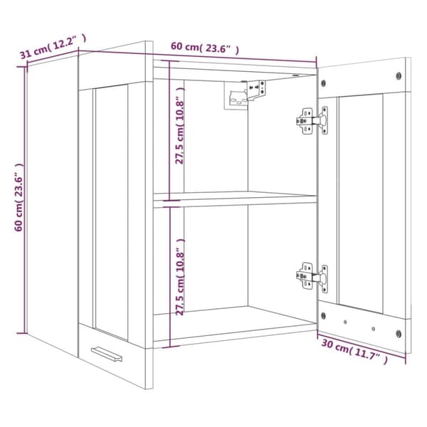 vidaXL væghængt glasskab 60x31x60 cm konstrueret træ grå sonoma-eg