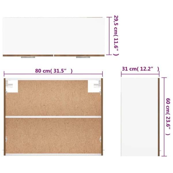 vidaXL vægskab 80x31x60 cm konstrueret træ brun egetræsfarve