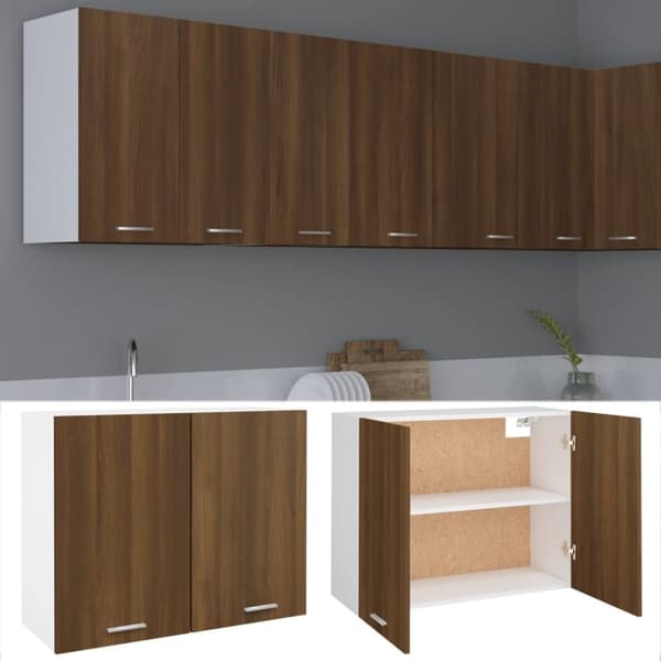 vidaXL vægskab 80x31x60 cm konstrueret træ brun egetræsfarve