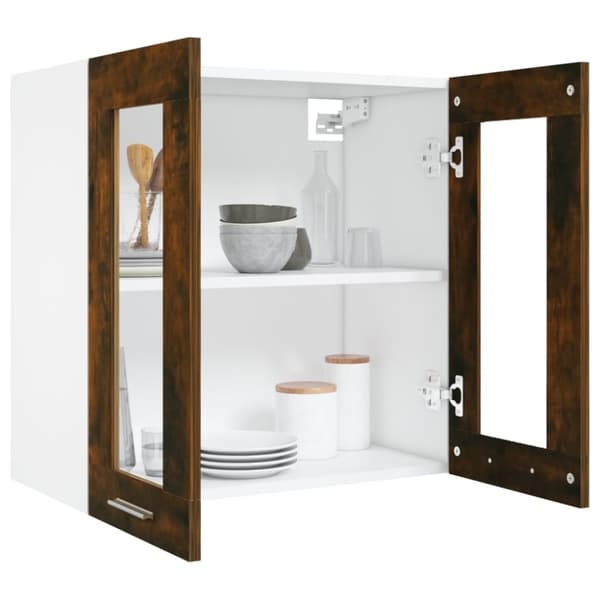 vidaXL Vegghengt glasskap "Lyon" røkt eik 60x31x60 cm konstruert tre
