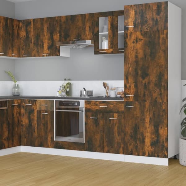 vidaXL Vegghengt glasskap "Lyon" røkt eik 60x31x60 cm konstruert tre