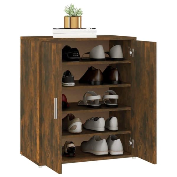 vidaXL Skoställ rökfärgad ek 60x35x70 cm konstruerat trä