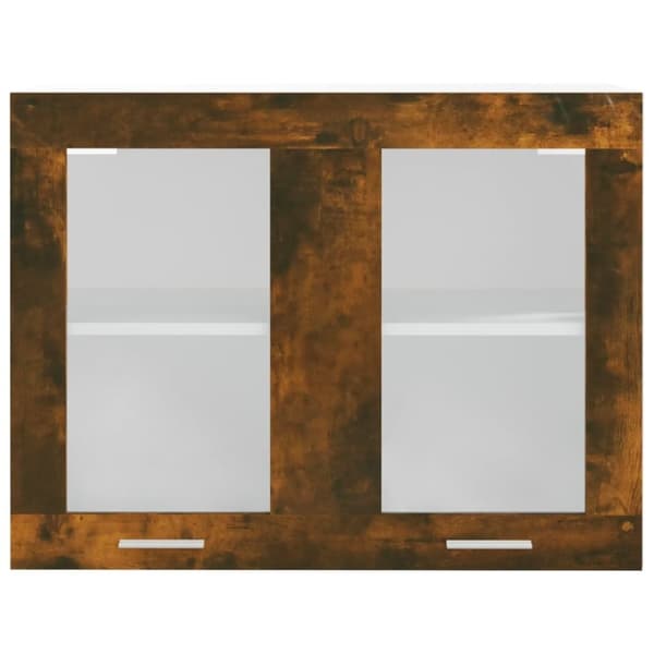 vidaXL væghængt glasskab 80x31x60 cm konstrueret træ røget egetræ