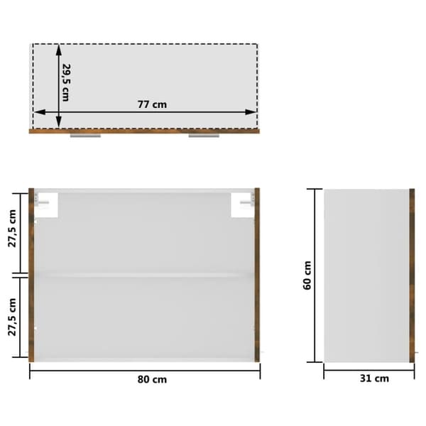 vidaXL væghængt glasskab 80x31x60 cm konstrueret træ røget egetræ
