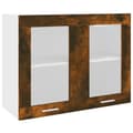 Miniatyrbillede 2 af 9: vidaXL væghængt glasskab 80x31x60 cm konstrueret træ røget egetræ