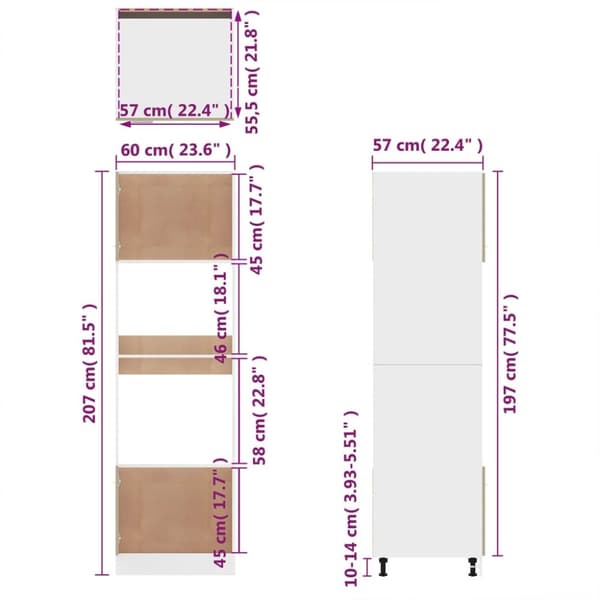 vidaXL Kaappi mikroaaltouunille ruskea tammi 60x57x207 cm tekninen puu