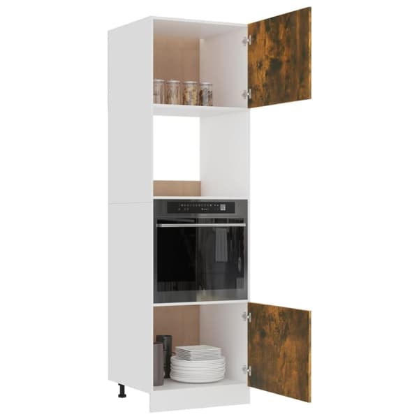 vidaXL Kaappi mikroaaltouunille savutammi 60x57x207 cm tekninen puu