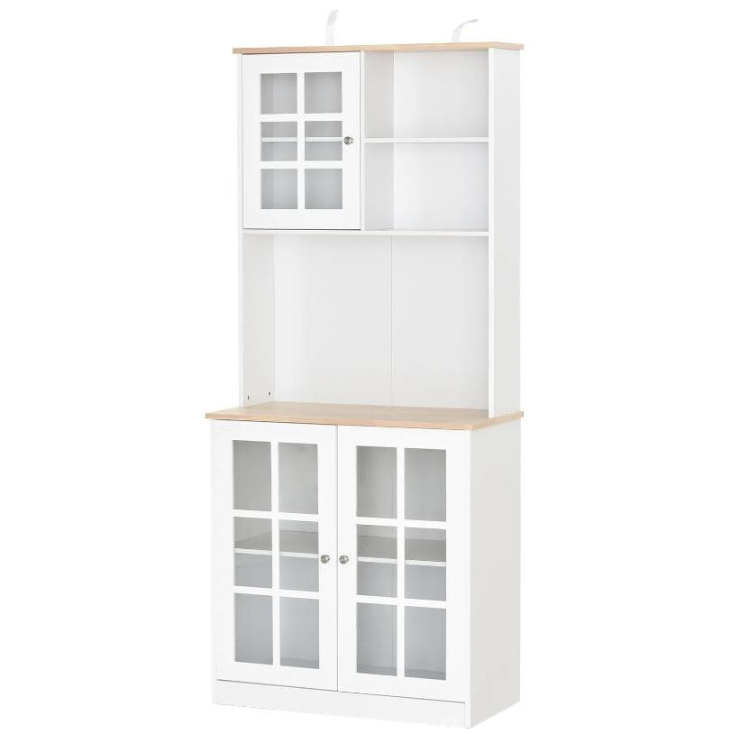 Rootz Köksskåp - Bänkskiva - Förvaringsskåp - Glasdörr - Förvaringsutrymme - MDF - Vit - Natur - 80 x 37 x 183 cm