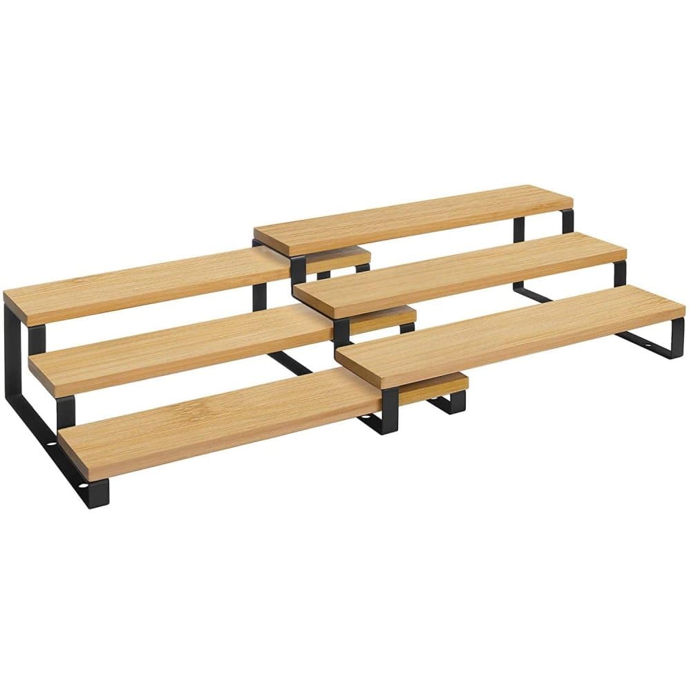 Rootz Köksställ - Kryddställ - Set med 2 - Tre hyllor - Bambu - Utdragbar - Stapelbar - Bänkskiva