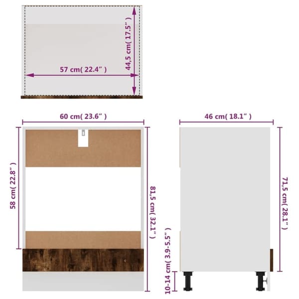 vidaXL Ovnskap Lyon røkt eik 60x46x81,5 cm konstruert tre