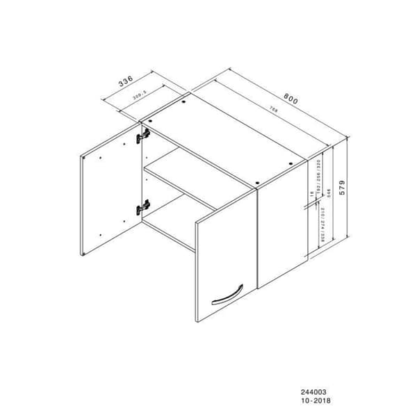 Oslo High Cabinet 2 Doors - White - L 80 x D 36 x H 58 cm