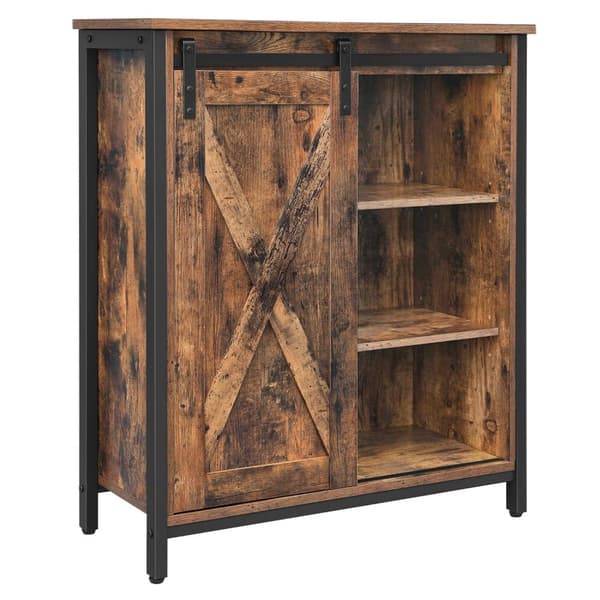 Rootz senkki - Keittiökaappi - Liukuovi - Säädettävät hyllyt - Kylpyhuonekaappi - Teollinen muotoilu - Vintage ruskea-musta (70 x 30 x 80 cm)