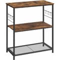 Pikkukuva 1 / 9: Rootz keittiöteline - Senkki - Säilytysteline - 3 hyllyä - 6 koukkua - Käsitelty puu - Metalli - Teollisuus - 80 x 40 x 90 cm