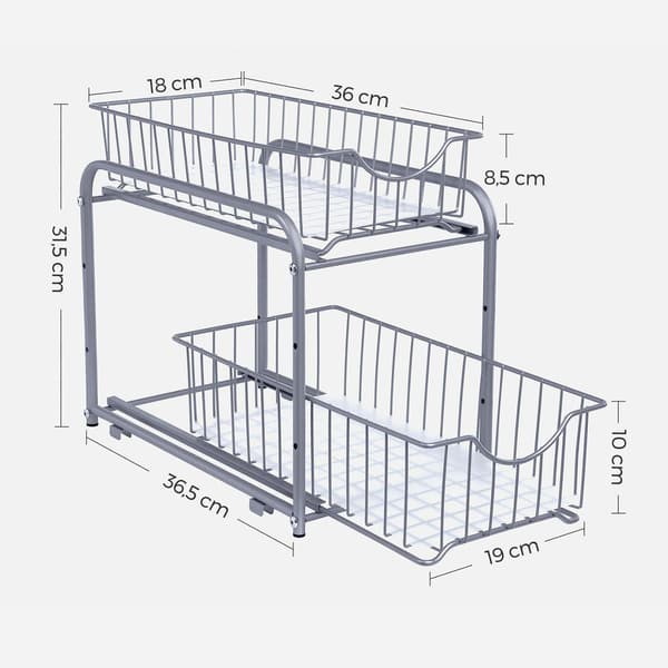 Rootz Kitchen Organizer - Keittiön järjestäjä, jossa 2 laatikkoa - 2-laatikkoinen keittiön kaappi - Säilytysyksikkö pöydälle - Monikäyttöinen Kitchen
