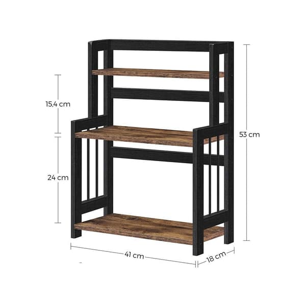 Rootz Spice Rack - Kryddställ Organizer - 3 nivåer Kryddställ - Kryddhylla - Vintage Brun/Svart - 41 x 18 x 53 cm