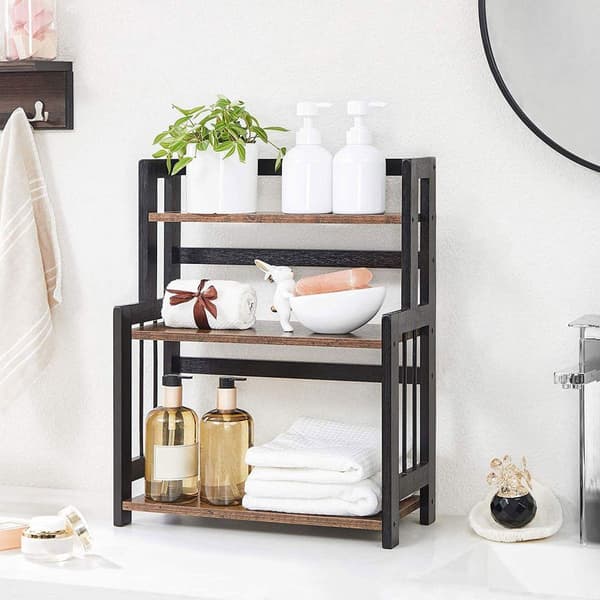 Rootz Spice Rack - Kryddställ Organizer - 3 nivåer Kryddställ - Kryddhylla - Vintage Brun/Svart - 41 x 18 x 53 cm