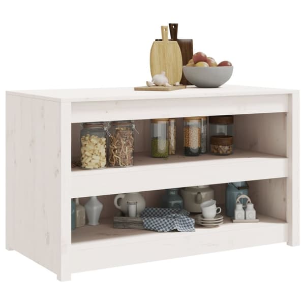 vidaXL udendørs køkkenskab 106x55x64 cm massivt fyrretræ hvid