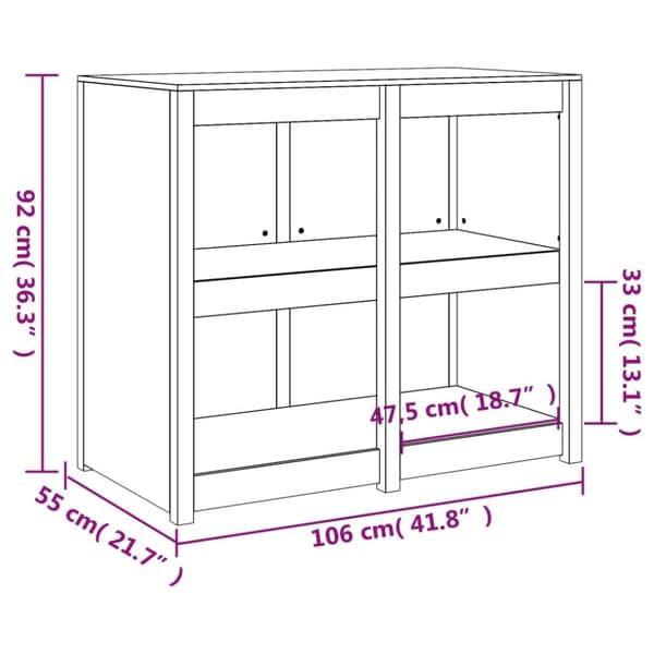 vidaXL udendørs køkkenskab 106x55x92 cm massivt fyrretræ