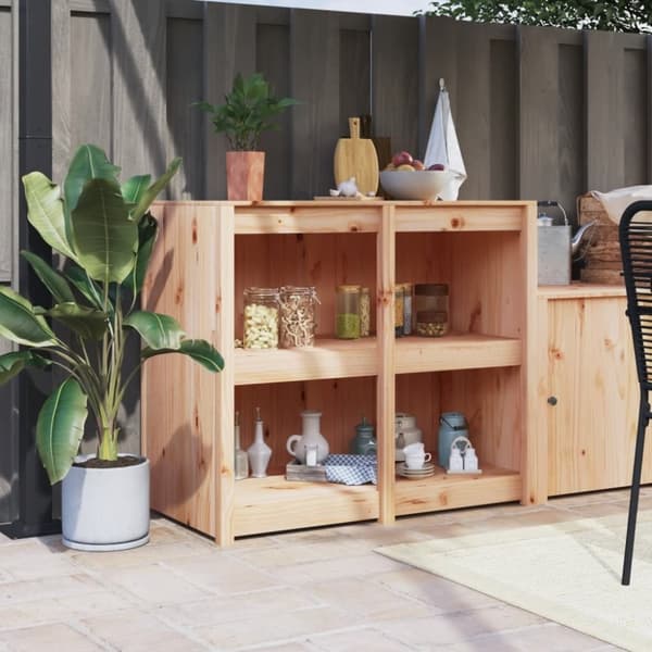 vidaXL udendørs køkkenskab 106x55x92 cm massivt fyrretræ